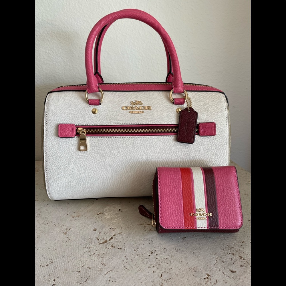 New Coach Rowan Satchel In Colorblock and Wallet - Picture 2 of 15